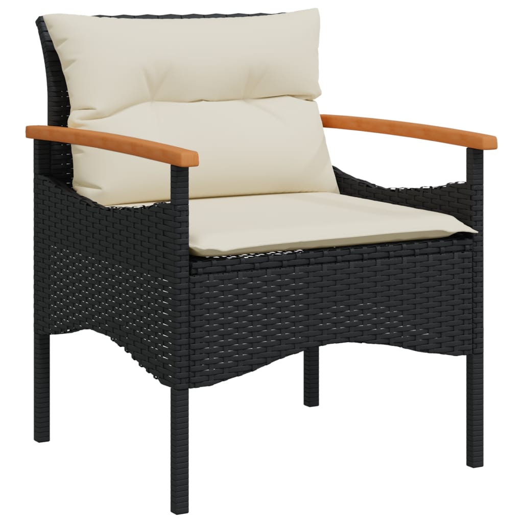 vidaXL 4-delige Loungeset met kussens poly rattan zwart