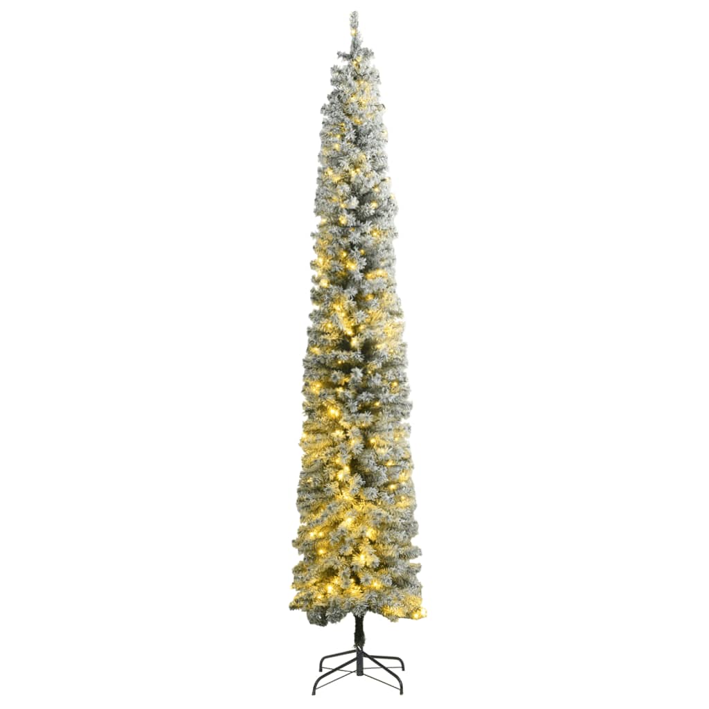 vidaXL Kerstboom smal met 300 LED's en sneeuw 270 cm