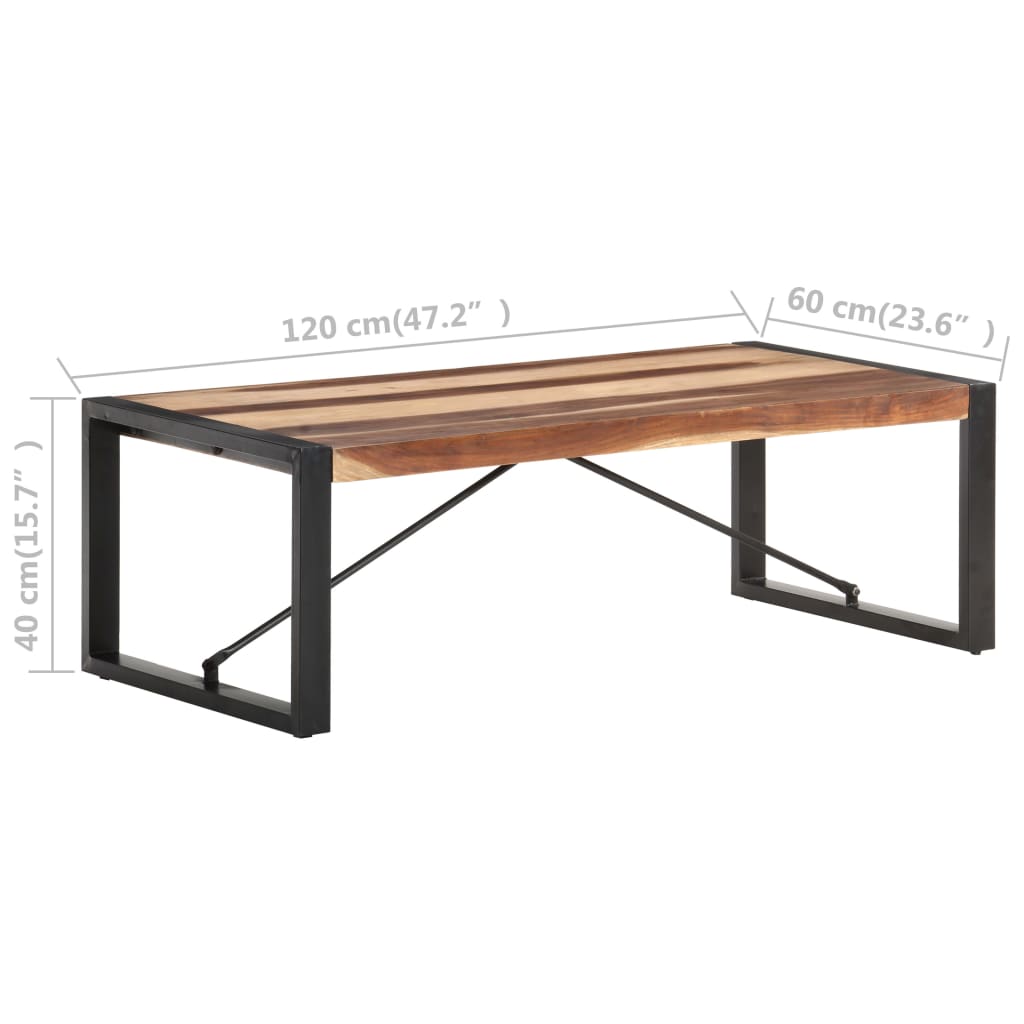 vidaXL Salontafel 120x60x40 cm massief hout met sheesham afwerking