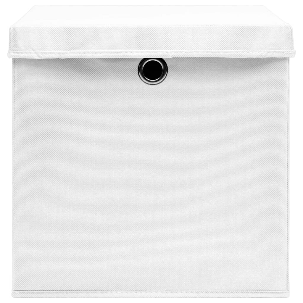 vidaXL Opbergboxen met deksel 10 st 32x32x32 cm stof wit