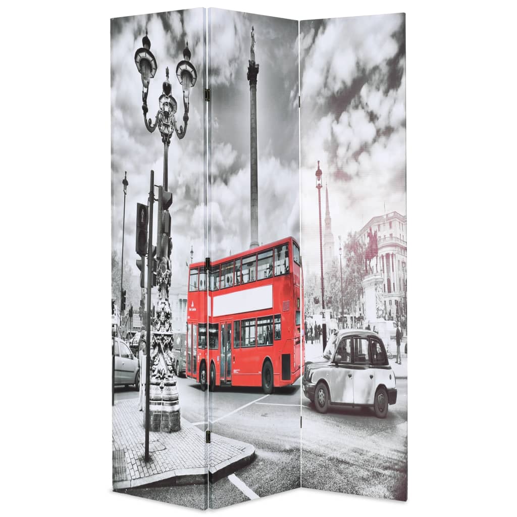 vidaXL Kamerscherm inklapbaar Londen bus 120x170 cm zwart en wit