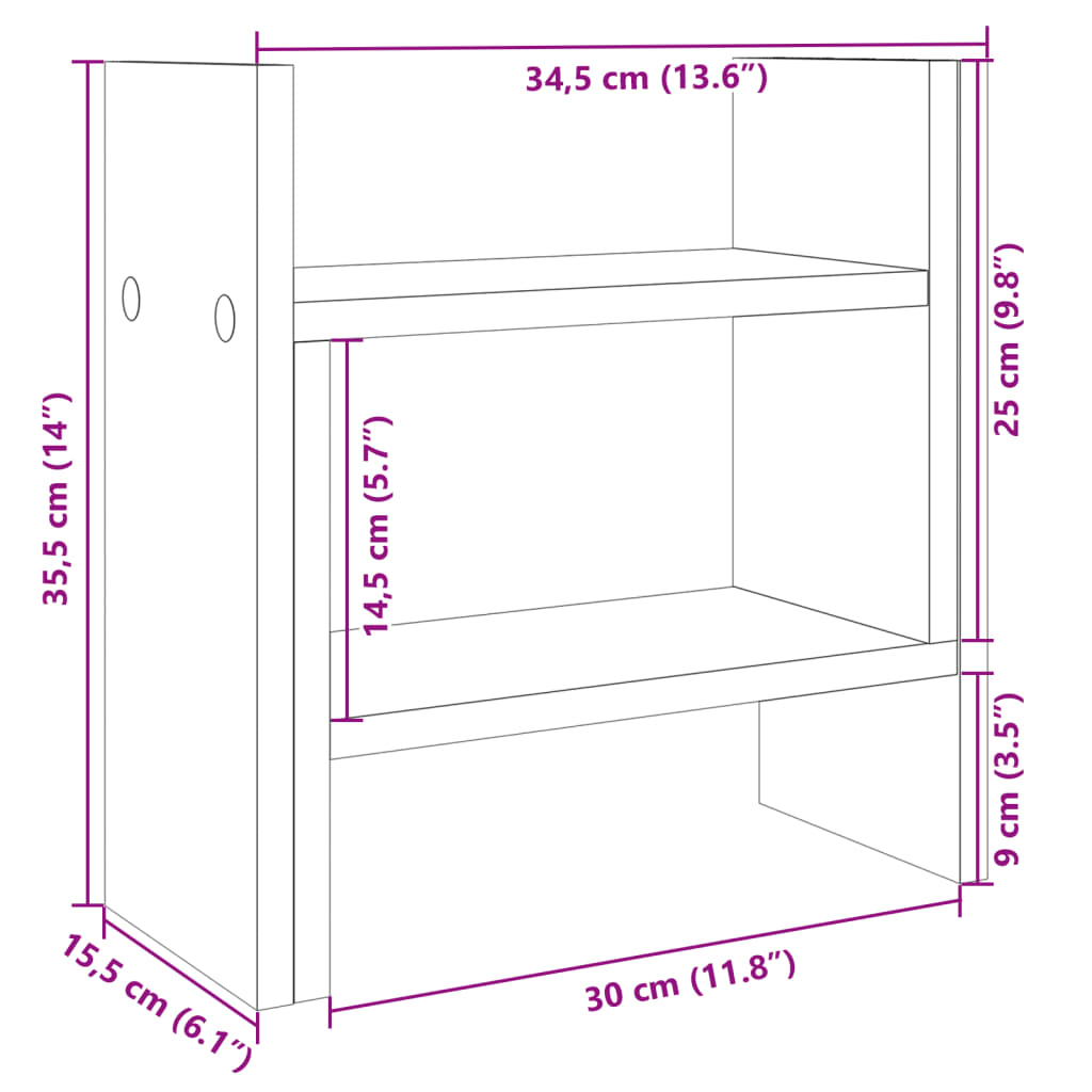 vidaXL Bureau organiser 34,5x15,5x35,5 cm hout gerookt eikenkleurig