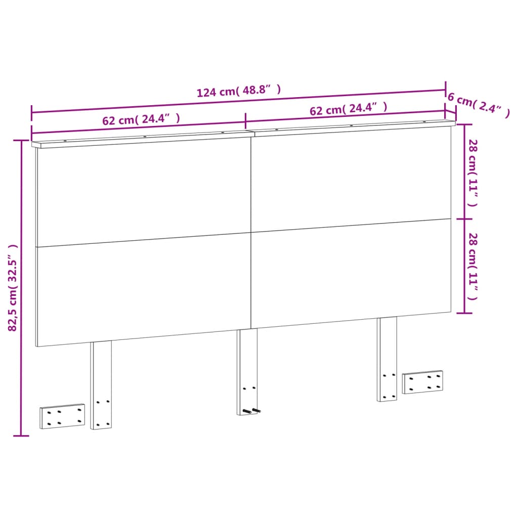 vidaXL Hoofdbord 120 cm massief grenenhout wasbruin