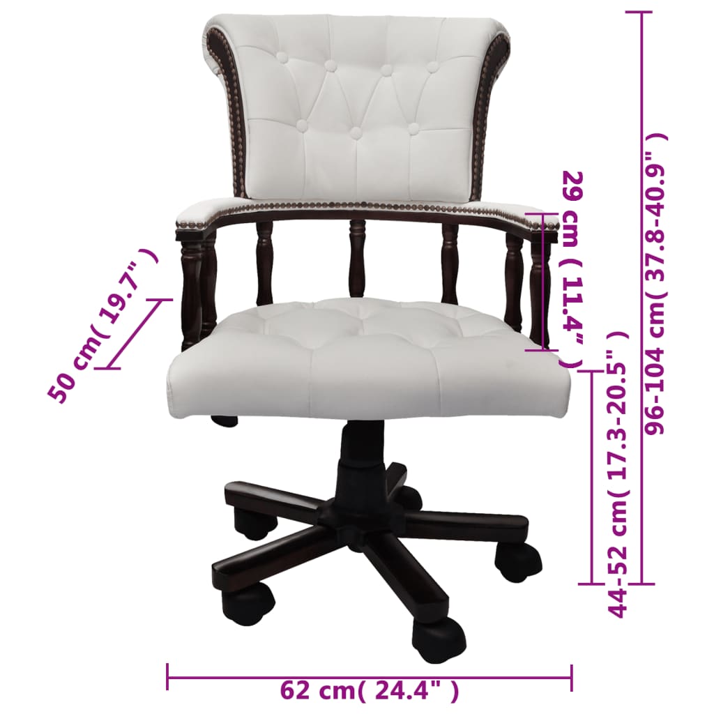 vidaXL Kantoorstoel draaibaar wit