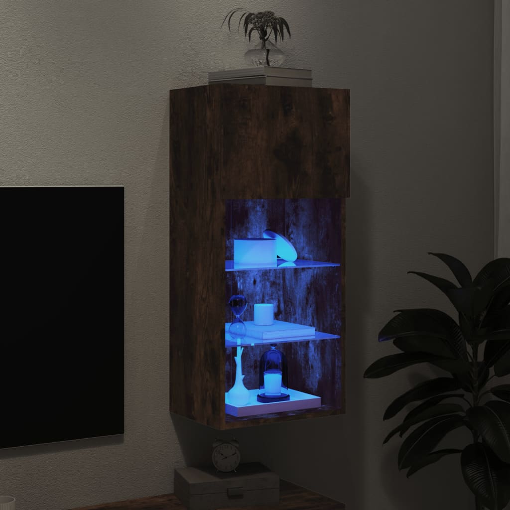 vidaXL Tv-meubel met LED-verlichting 40,5x30x90 cm gerookt eikenkleur