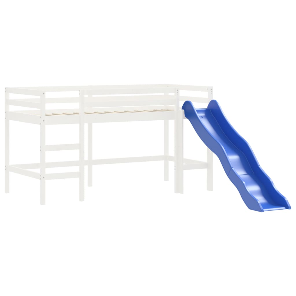 vidaXL Kinderhoogslaper met toren 90x190 cm massief grenenhout blauw