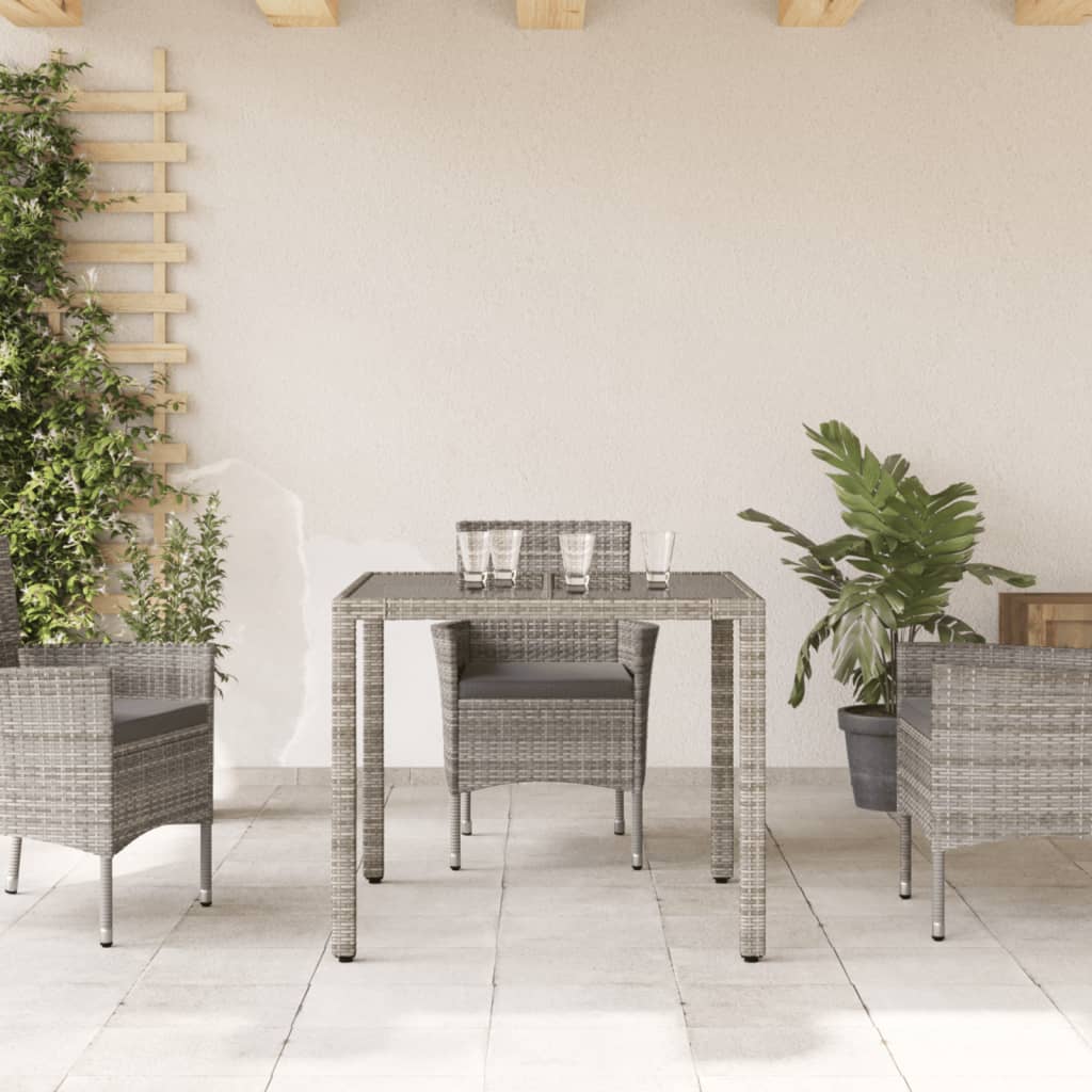 vidaXL Tuintafel 90x90x75 cm poly rattan grijs