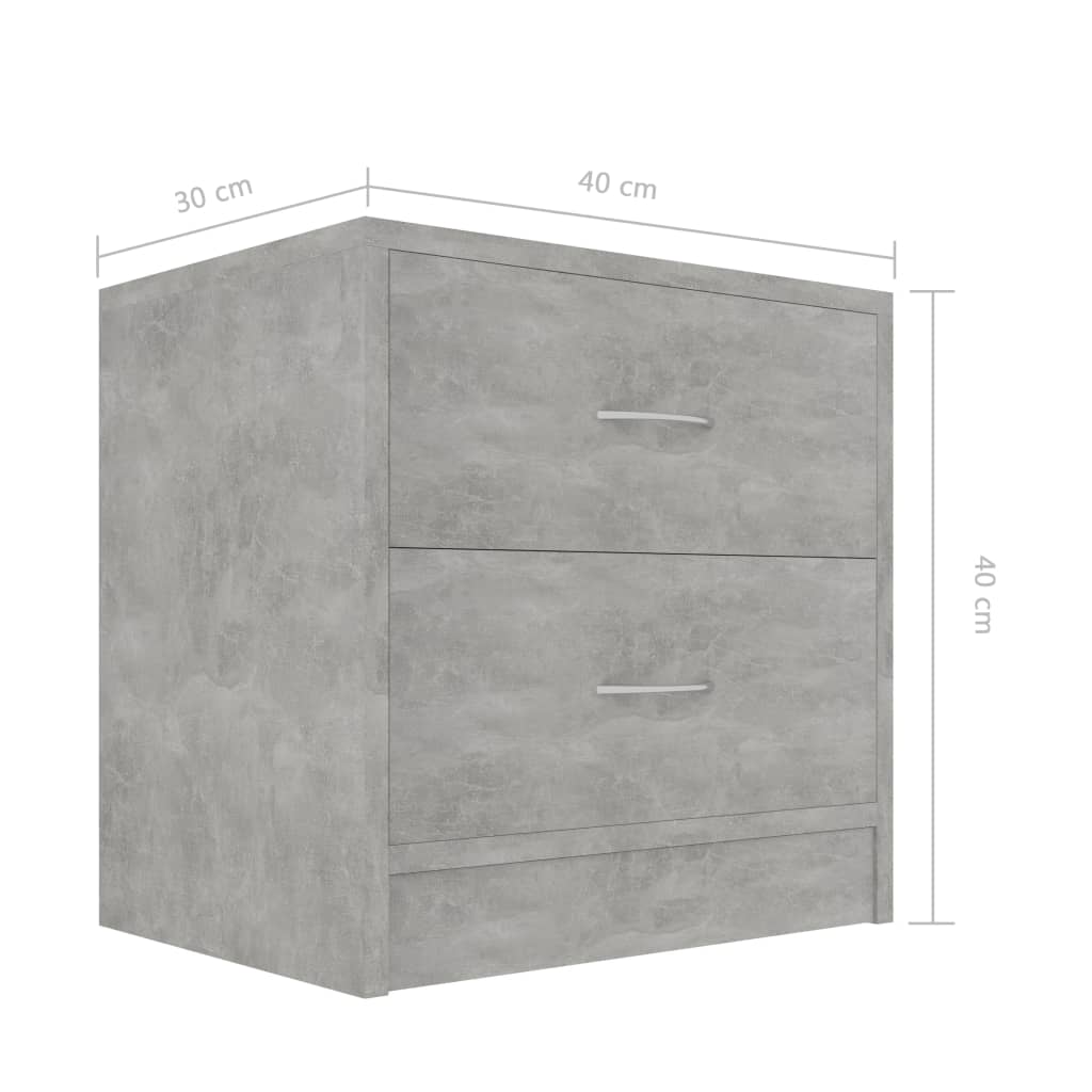 vidaXL Nachtkastje 40x30x40 cm bewerkt hout betongrijs
