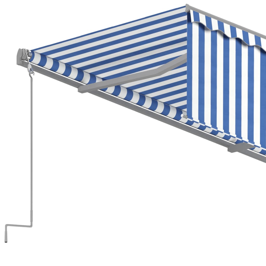 vidaXL Luifel handmatig uittrekbaar met rolgordijn 4,5x3 m blauw wit