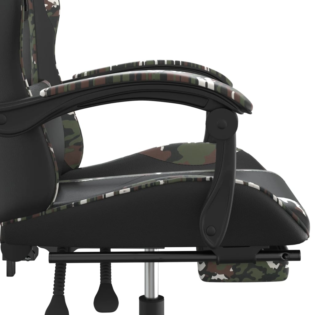 vidaXL Gamestoel draaibaar met voetensteun kunstleer zwart&camouflage