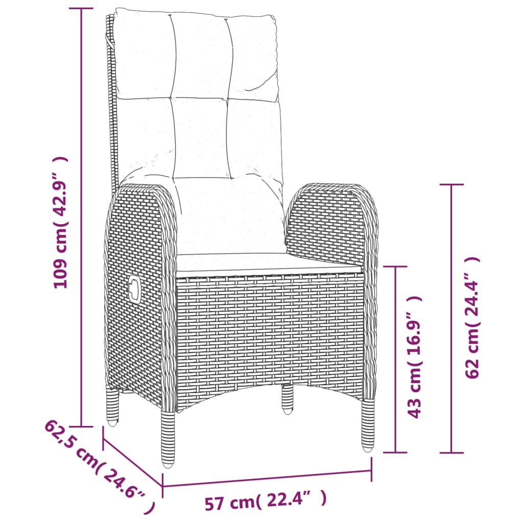 vidaXL 9-delige Tuinset poly rattan zwart