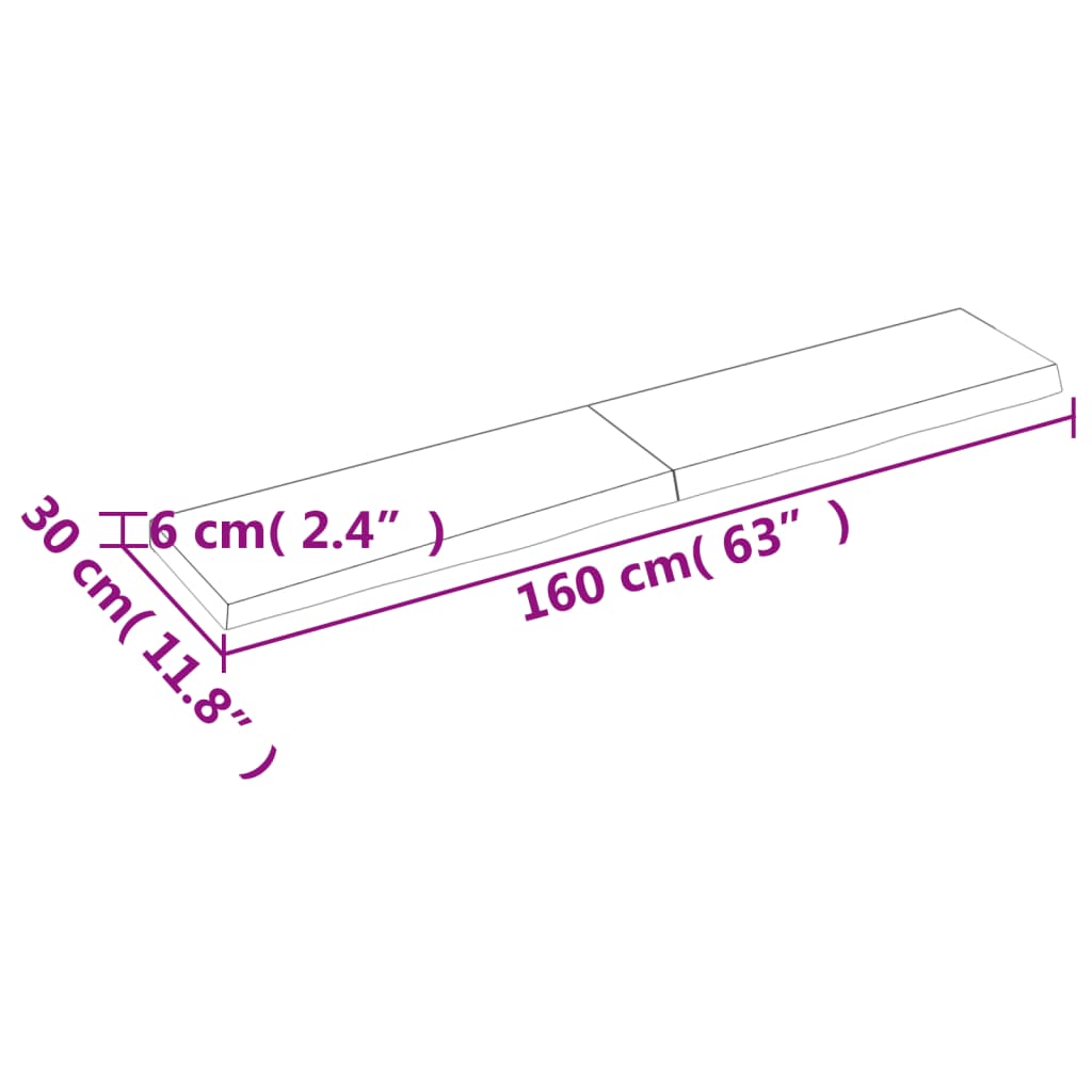 vidaXL Wastafelblad 160x30x(2-6) cm onbehandeld massief hout