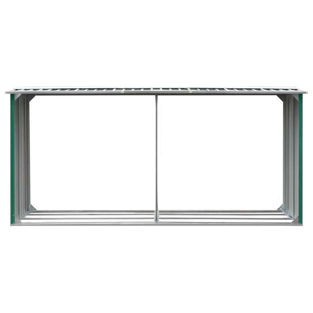 vidaXL Haardhoutschuur 330x92x153 cm gegalvaniseerd staal groen