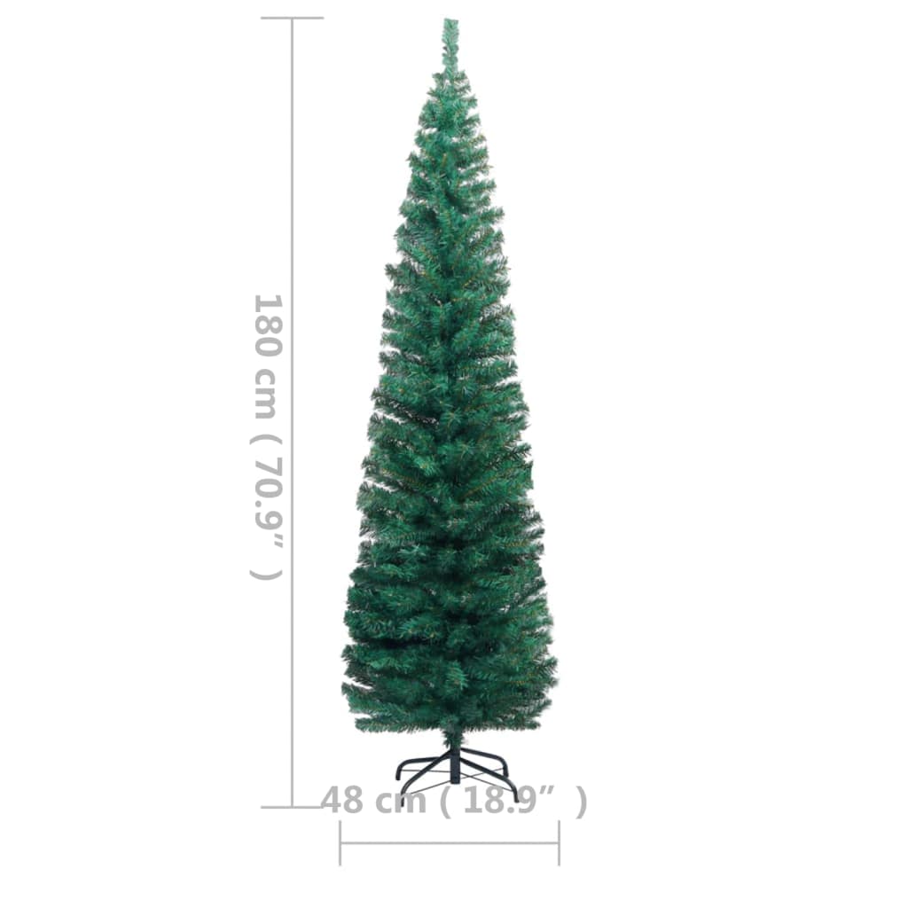 vidaXL Kunstkerstboom met verlichting standaard smal 180 cm PVC groen