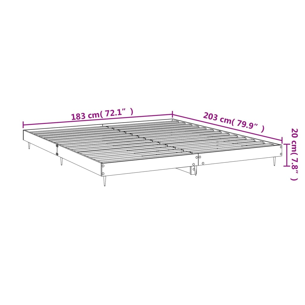 vidaXL Bedframe bewerkt hout gerookt eikenkleurig 180x200 cm