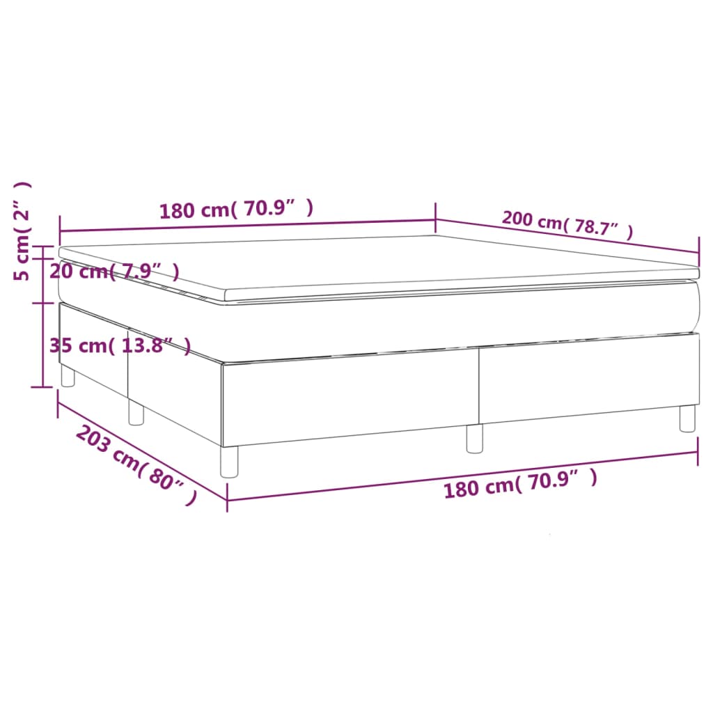 vidaXL Boxspring met matras fluweel zwart 180x200 cm