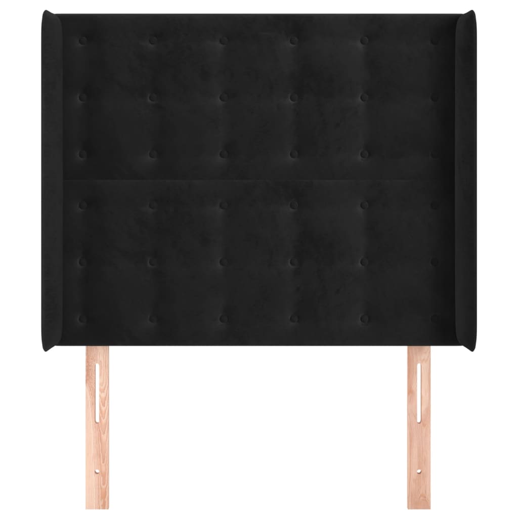 vidaXL Hoofdbord met randen 83x16x118/128 cm fluweel zwart