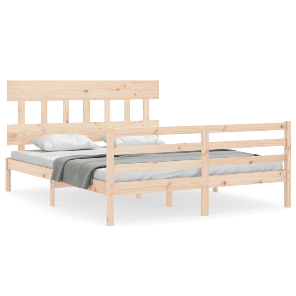 vidaXL Bedframe met hoofdbord massief hout