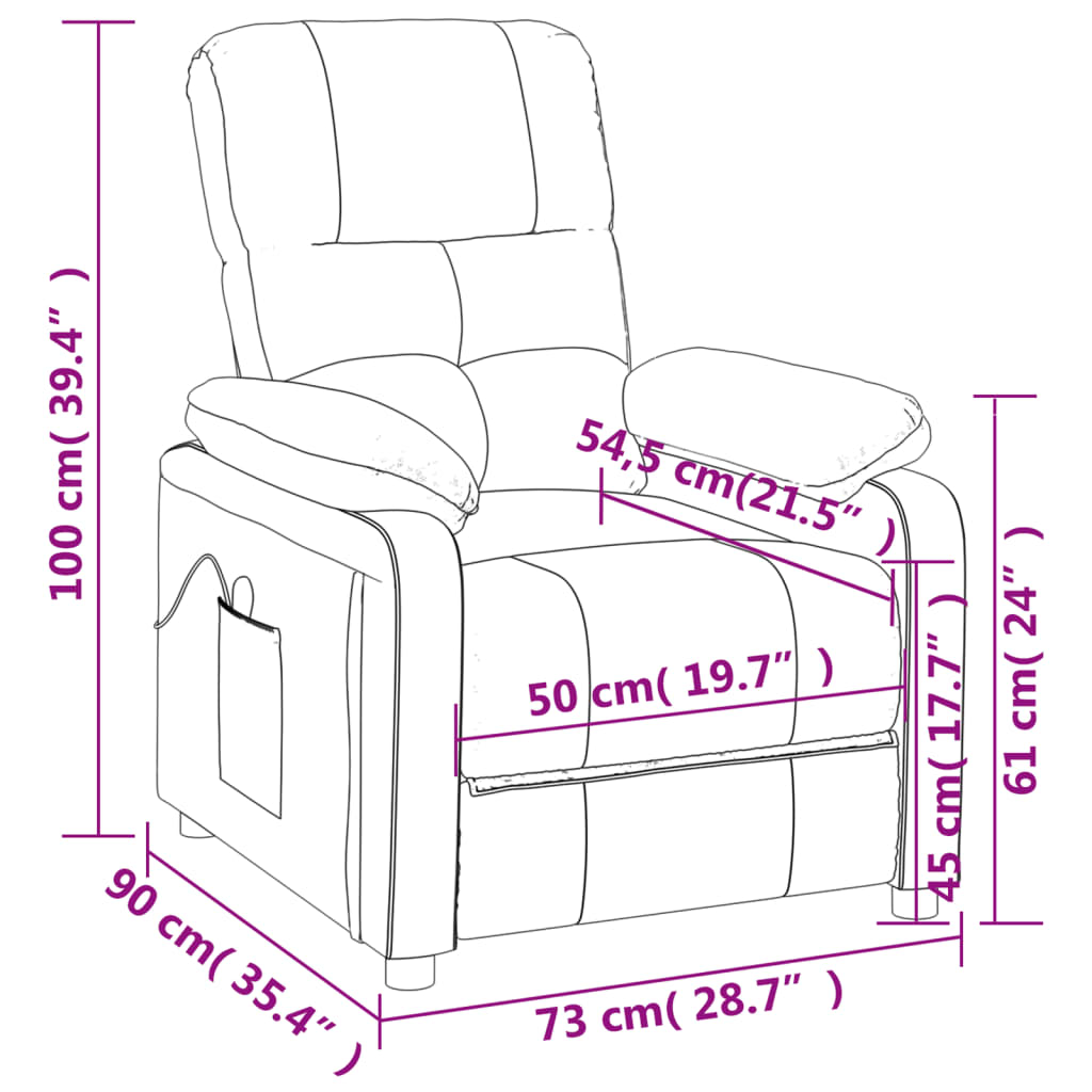 vidaXL Massagestoel stof donkerbruin