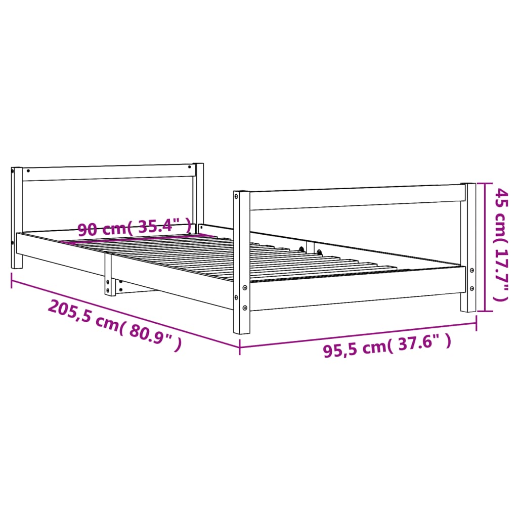 vidaXL Kinderbedframe 90x200 cm massief grenenhout wit