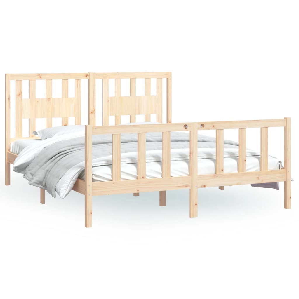 vidaXL Bedframe met hoofdbord massief grenenhout 150x200 cm