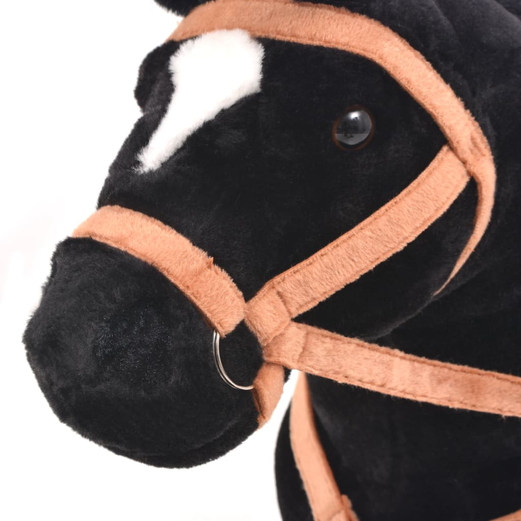 vidaXL Speelgoedpaard staand pluche zwart