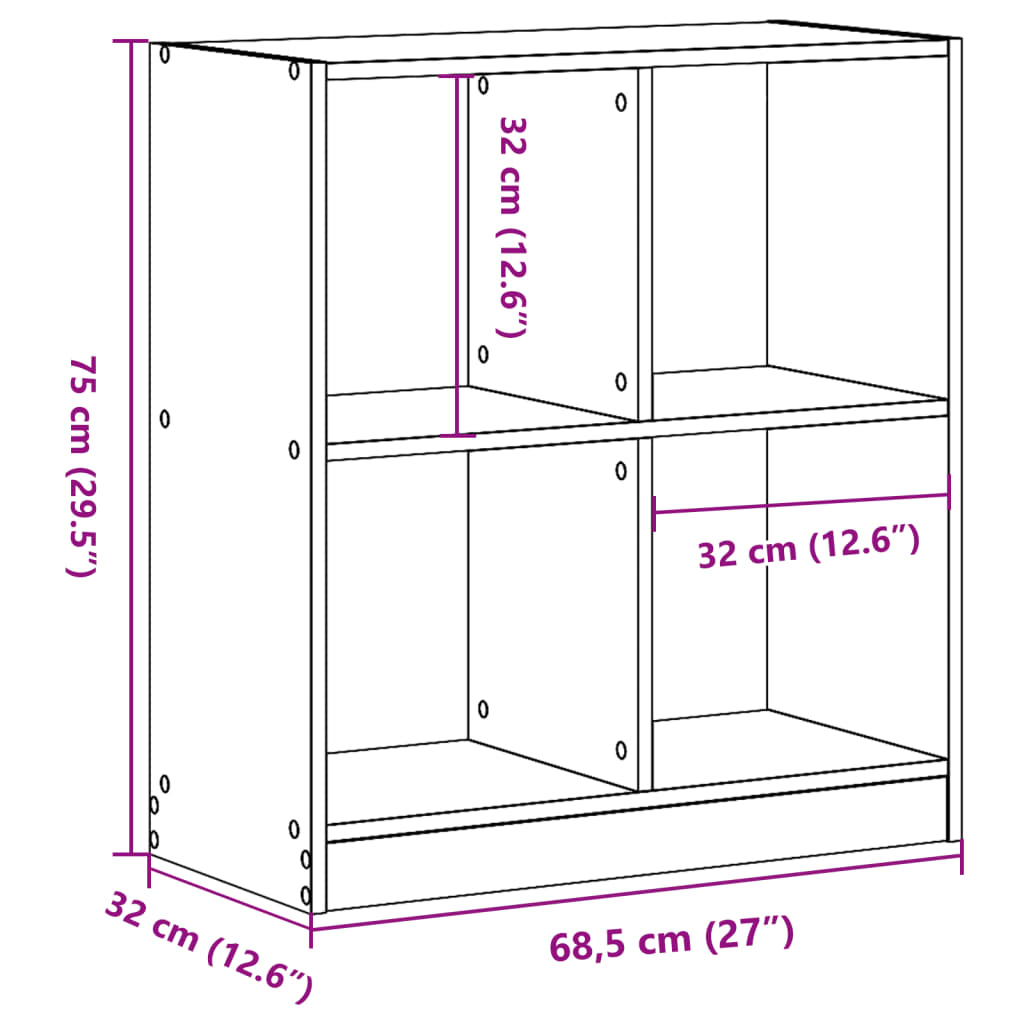 vidaXL Boekenkast 68,5x32x75 cm bewerkt hout betongrijs