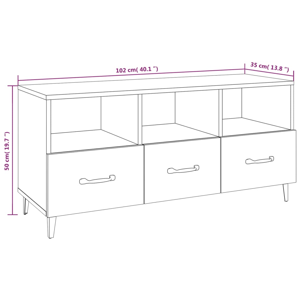 vidaXL Tv-meubel 102x35x50 cm bewerkt hout zwart