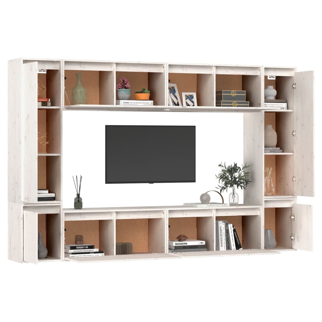 vidaXL Tv-meubelen 8 st massief grenenhout wit