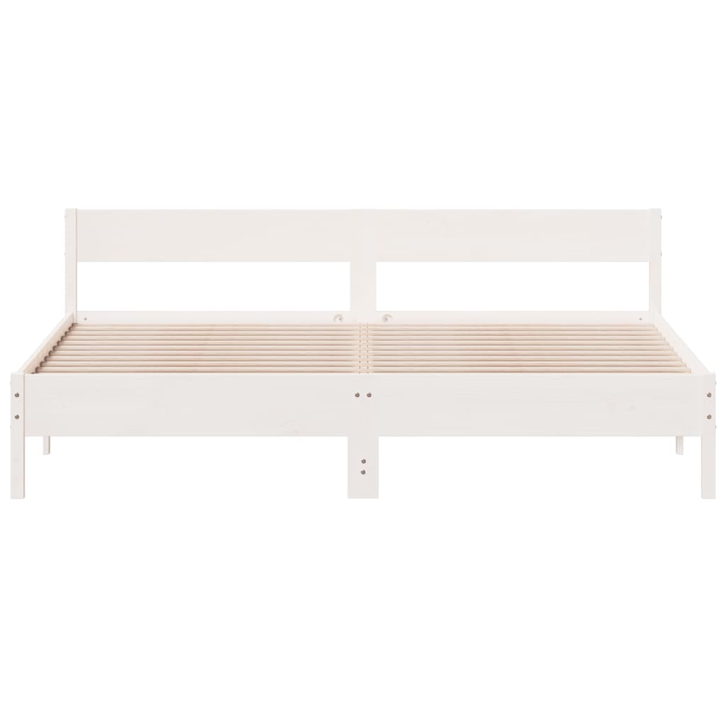 vidaXL Bedframe met hoofdbord massief grenenhout wit 180x200 cm