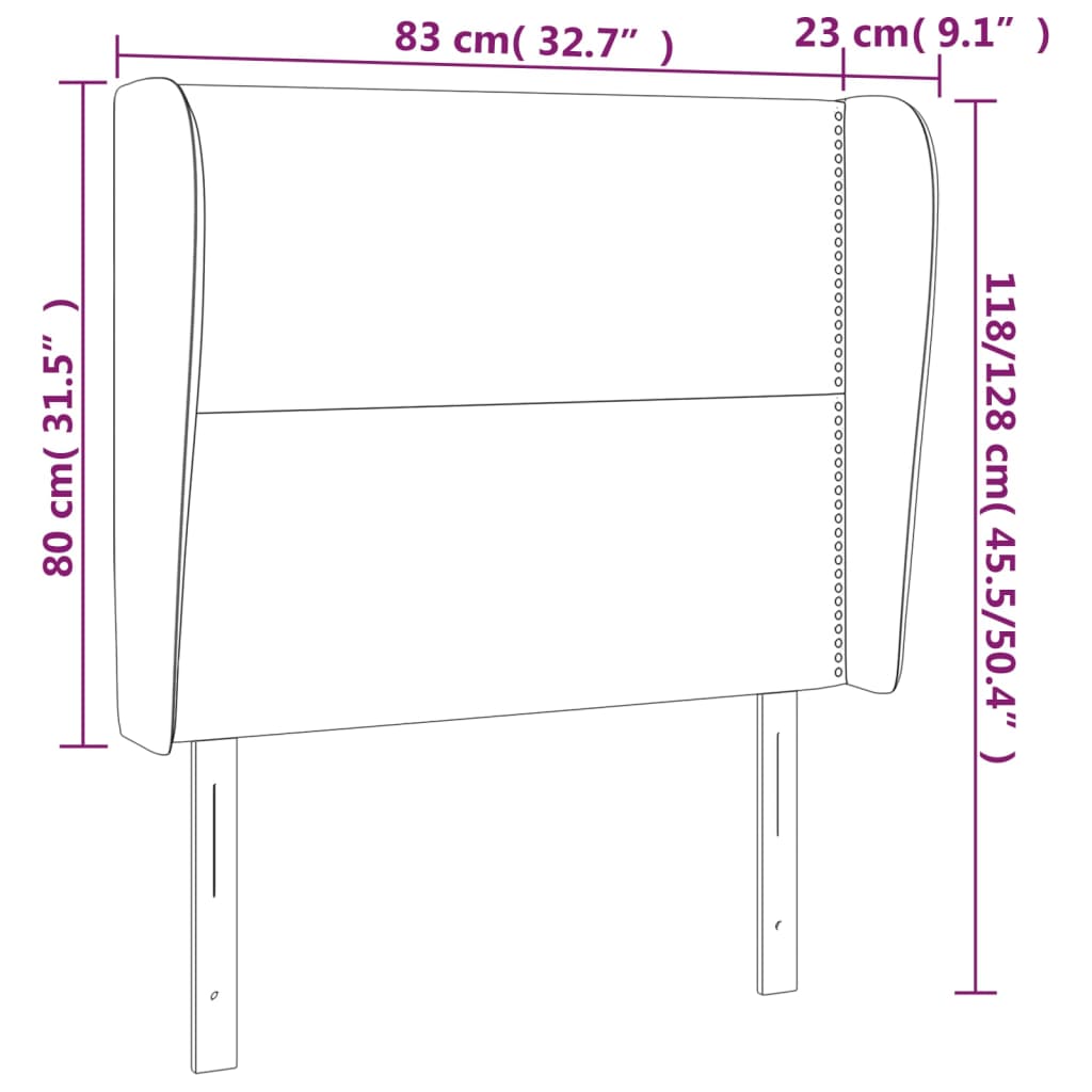 vidaXL Hoofdbord met randen 83x23x118/128 cm fluweel roze