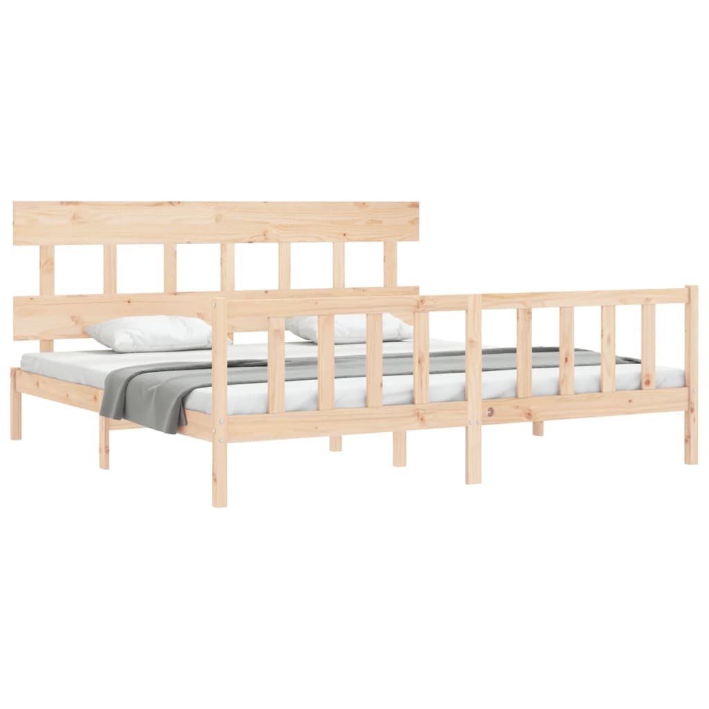 vidaXL Bedframe met hoofdbord massief hout