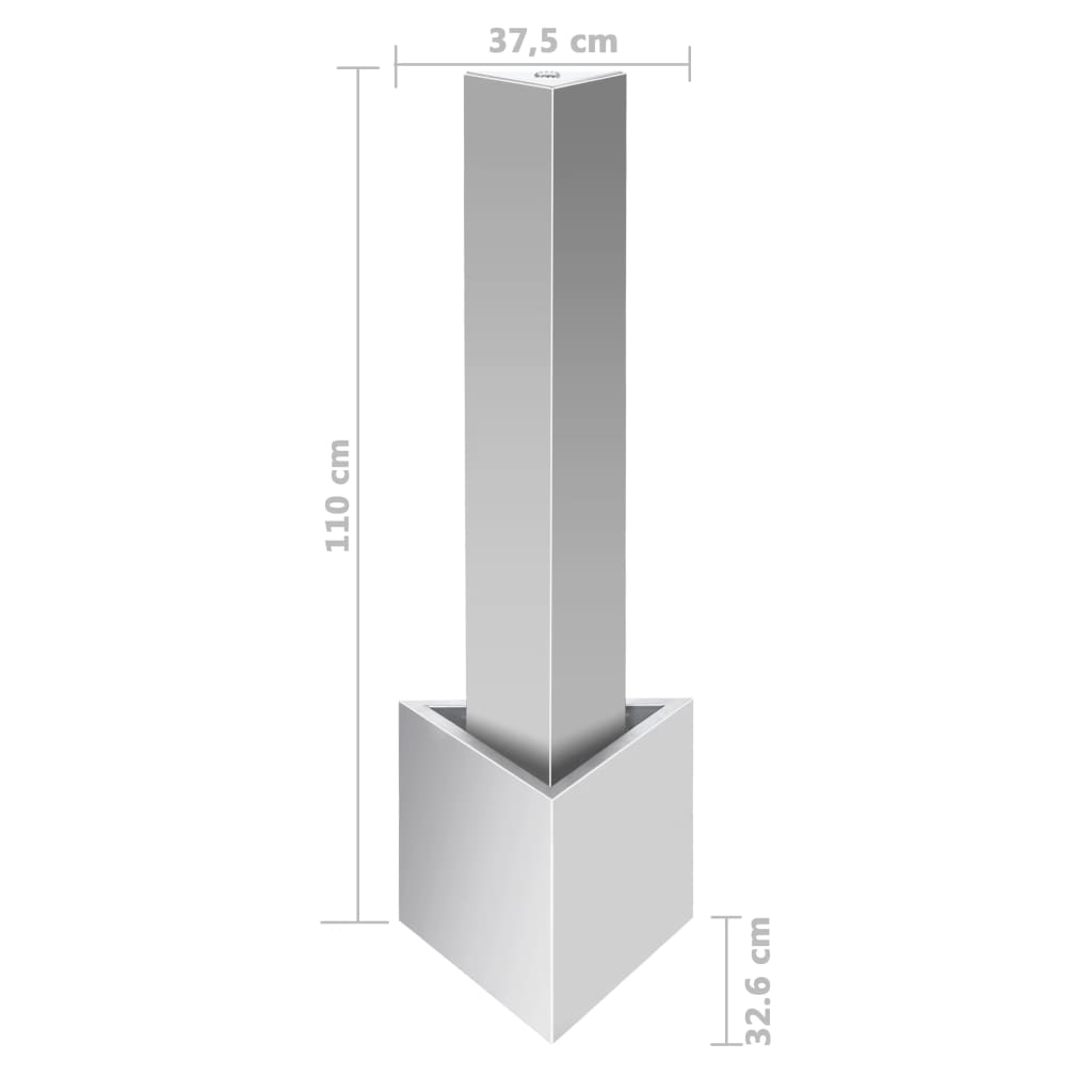 vidaXL Tuinfontein 37,7x32,6x110 cm roestvrij staal zilverkleurig