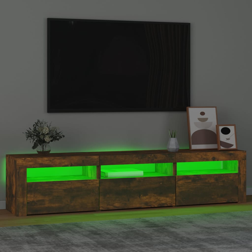 vidaXL Tv-meubel met LED-verlichting 180x35x40 cm gerookt eikenkleurig