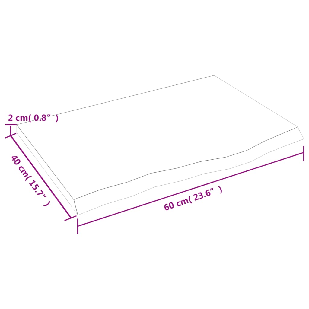 vidaXL Tafelblad 60x40x2 cm onbehandeld massief eikenhout