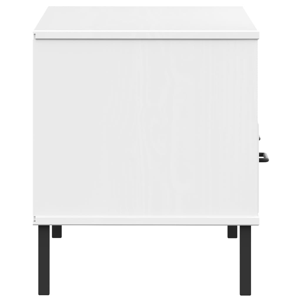 vidaXL Tv-meubel met metalen poten OSLO massief grenenhout wit