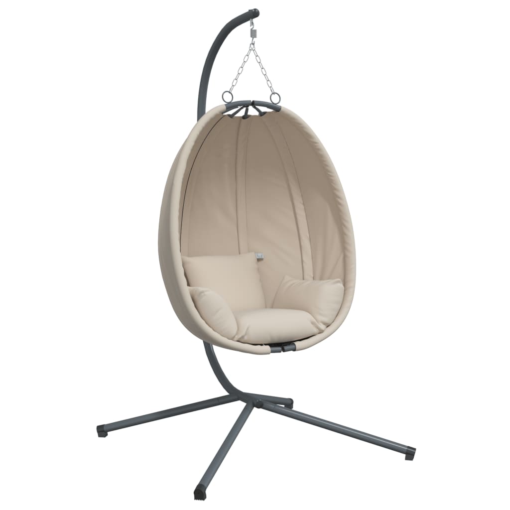 vidaXL Hangstoel met standaard stof en staal beige