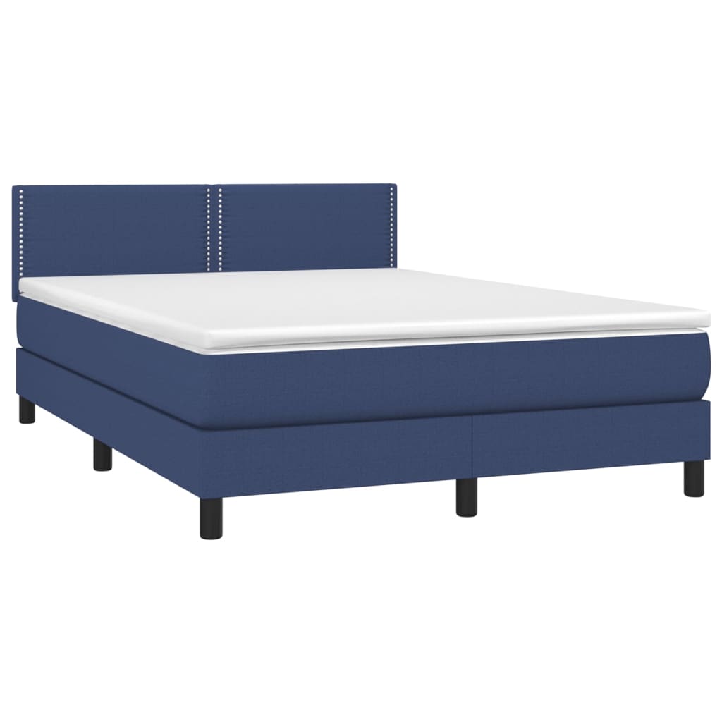 vidaXL Boxspring met matras en LED stof blauw 140x200 cm