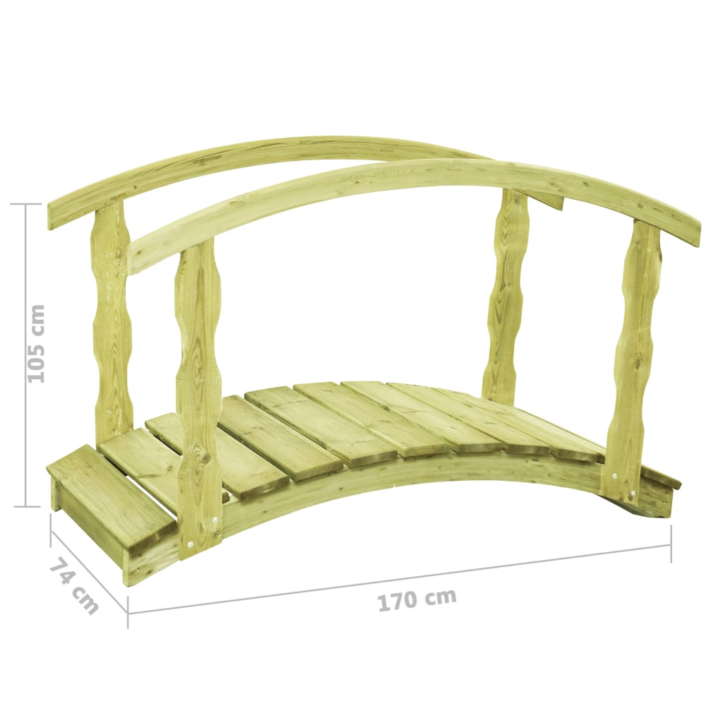 vidaXL Tuinbrug met leuning 170x74x105 cm geïmpregneerd grenenhout