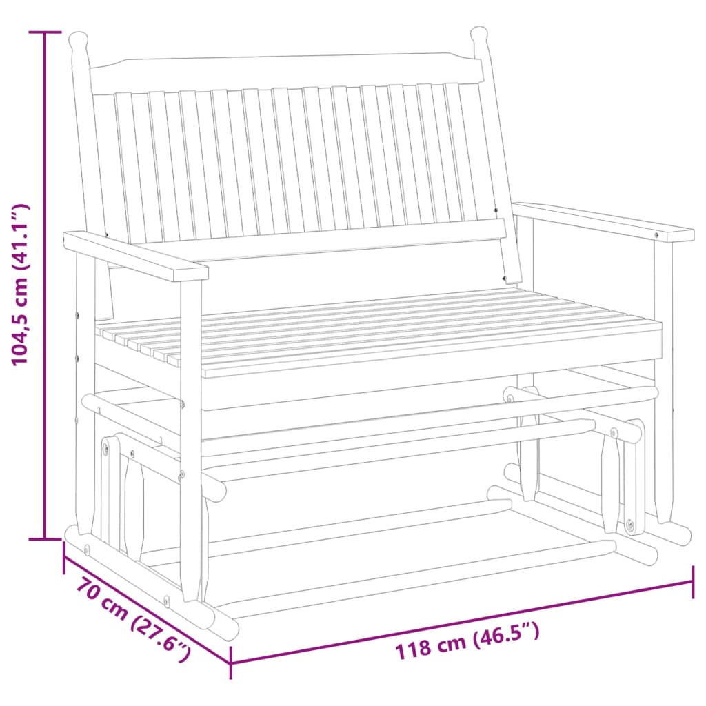 vidaXL Schuifbankje 118x70x104,5 cm massief populierenhout wit