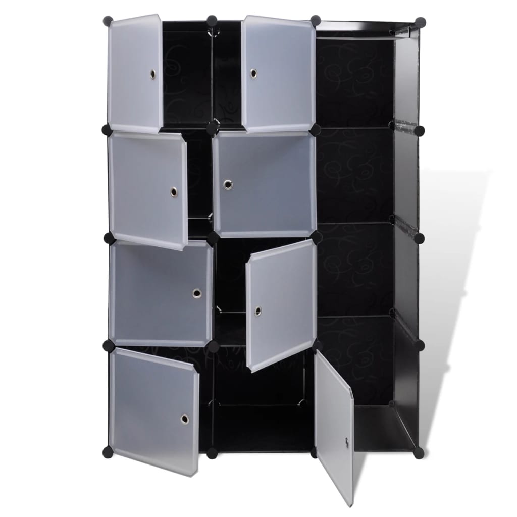 vidaXL Kast met 9 vakken modulair 37x115x150 cm zwart en wit