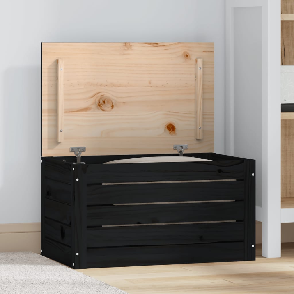 vidaXL Opbergbox zwart 59,5x36,5x33 cm massief grenenhout