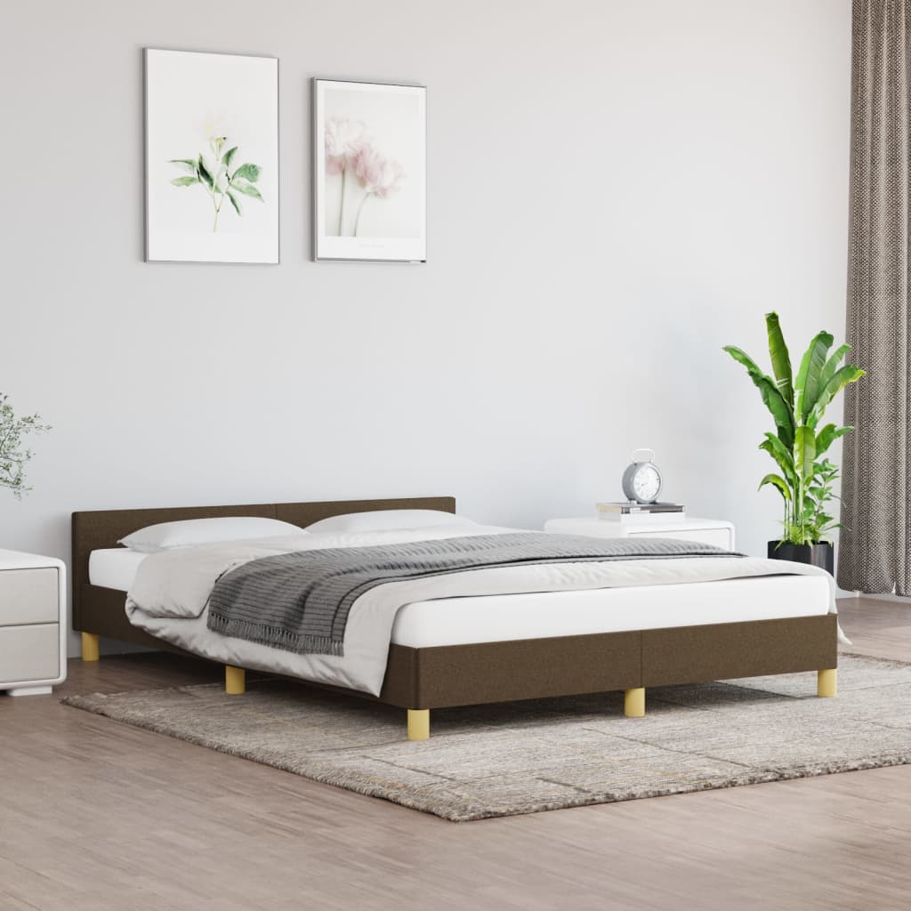 vidaXL Bedframe zonder matras stof donkerbruin 140x190 cm