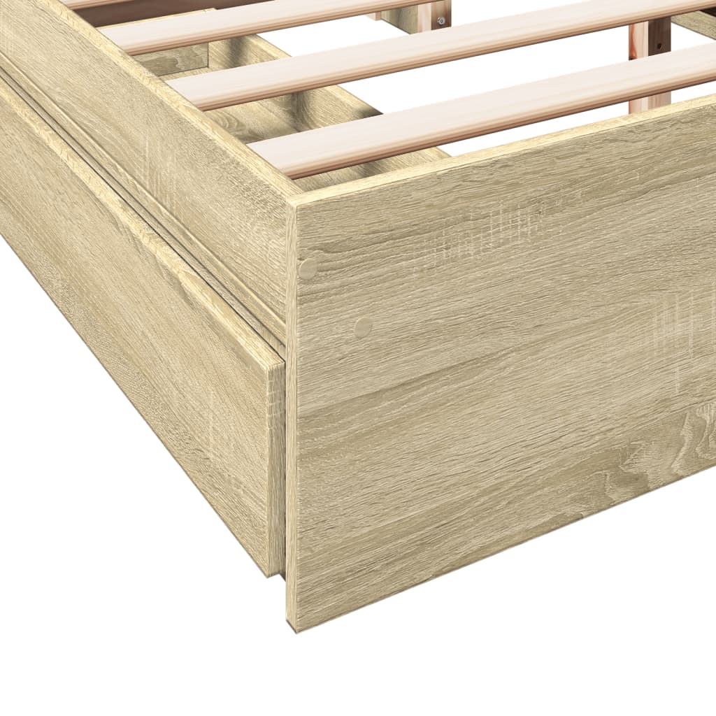 vidaXL Bedframe met lades bewerkt hout sonoma eikenkleurig 150x200 cm