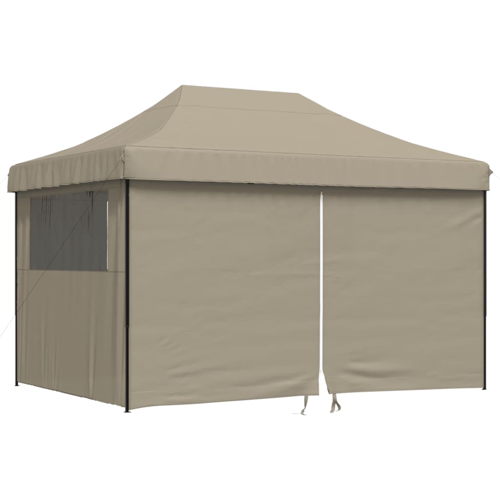 vidaXL Partytent inklapbaar pop-up met 4 zijwanden taupe