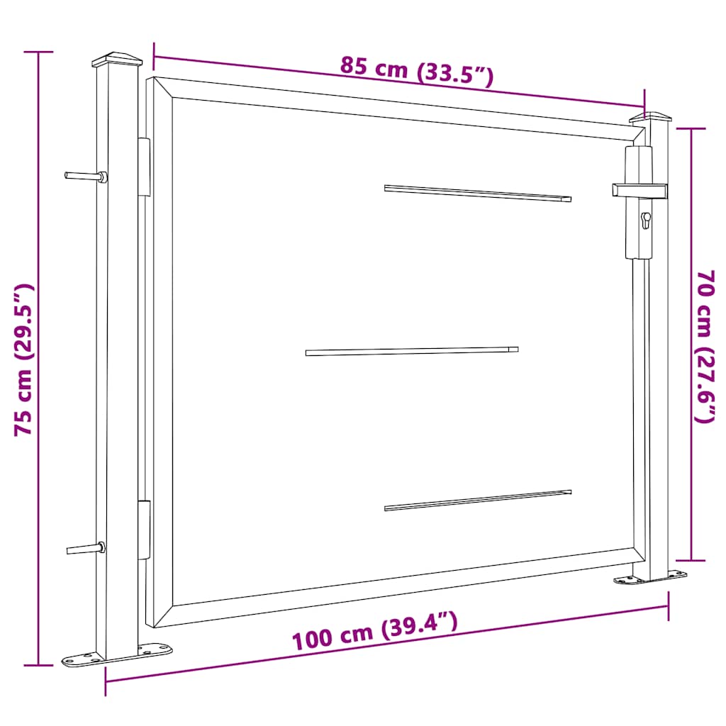 vidaXL Poort 100x75 cm roestvrij staal