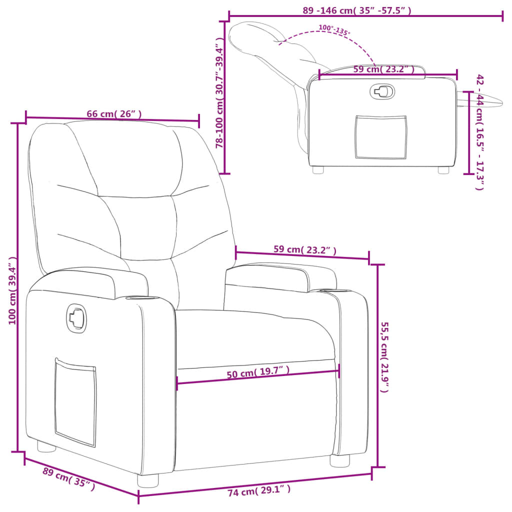 vidaXL Fauteuil verstelbaar stof donkergrijs