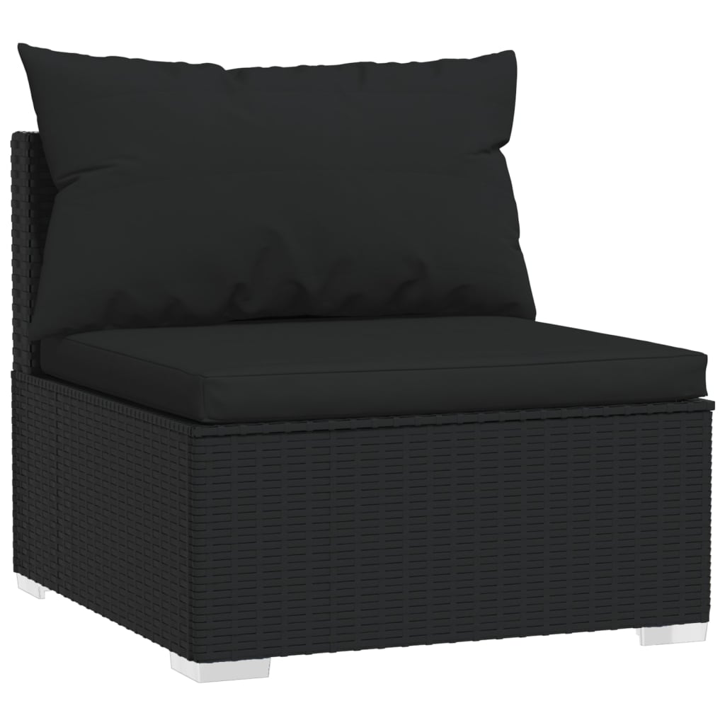 vidaXL 6-delige Loungeset met kussens poly rattan zwart