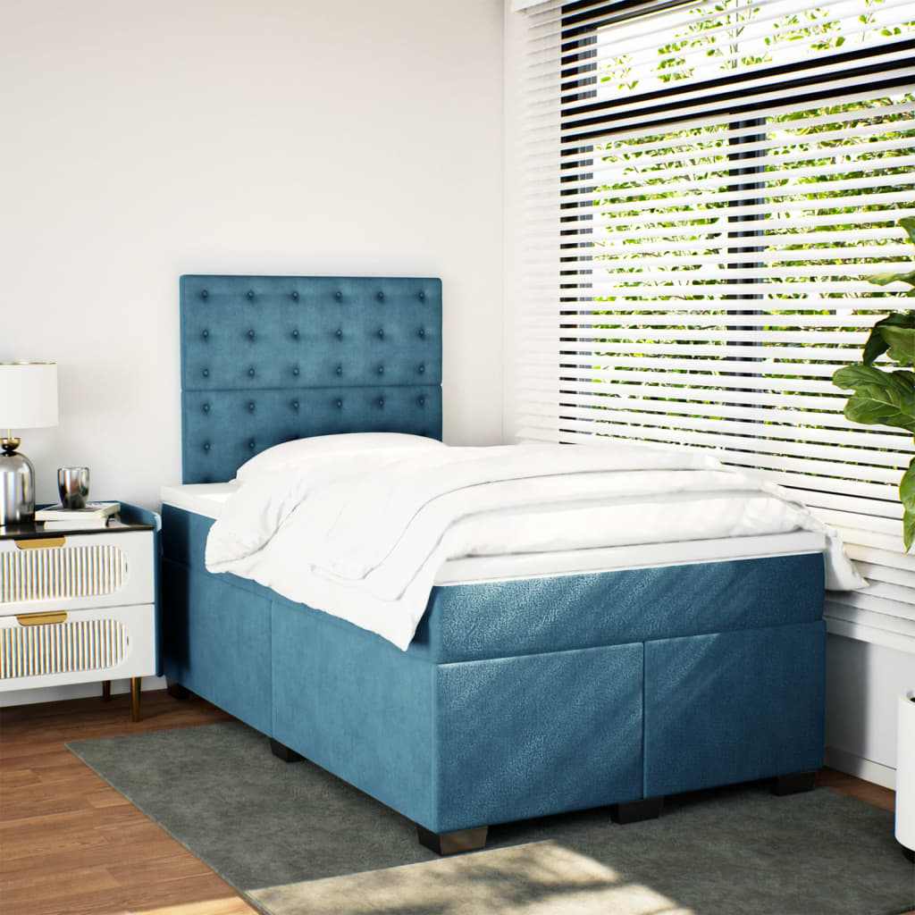 vidaXL Boxspring met matras fluweel blauw 120x190 cm