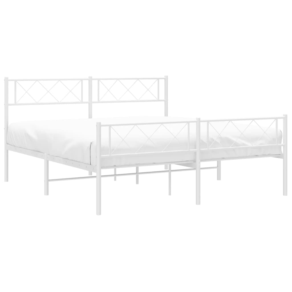 vidaXL Bedframe met hoofd- en voeteneinde metaal wit 120x200 cm